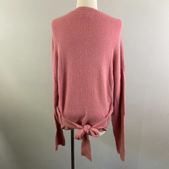 NWT‎ WAYF Pink Crew Neck Wool Mix Tie Sweater - Picture 3 of 7